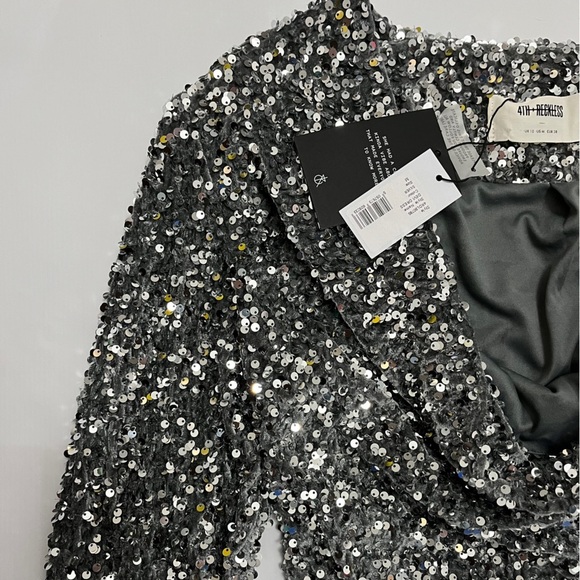 NWT - gorgeous sequin 4th + Reckless silver long sleeve mini dress - size M - Picture 5 of 16